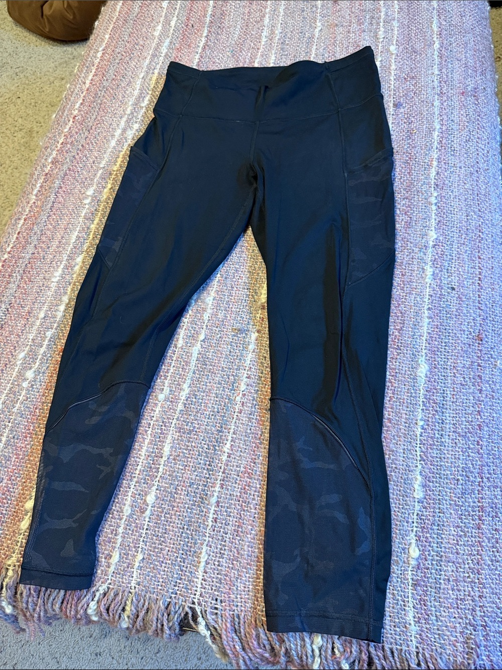 Lululemon fast and free camo mesh Black Athletic Leggings with Side Pockets